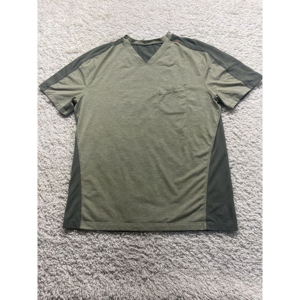 Lululemon Shirt Mens Large Green Short Sleeve V-Neck Athletic Workout Breathable